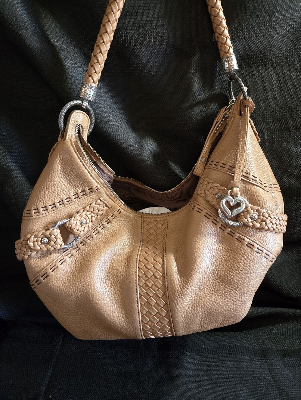Brighton Ryder Woven Leather Shoulder Hobo
